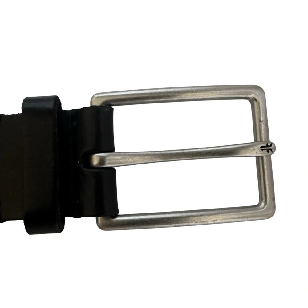 FRYE‎ BLACK LEATHER SILVER BUCKLE BELT SIZE 36